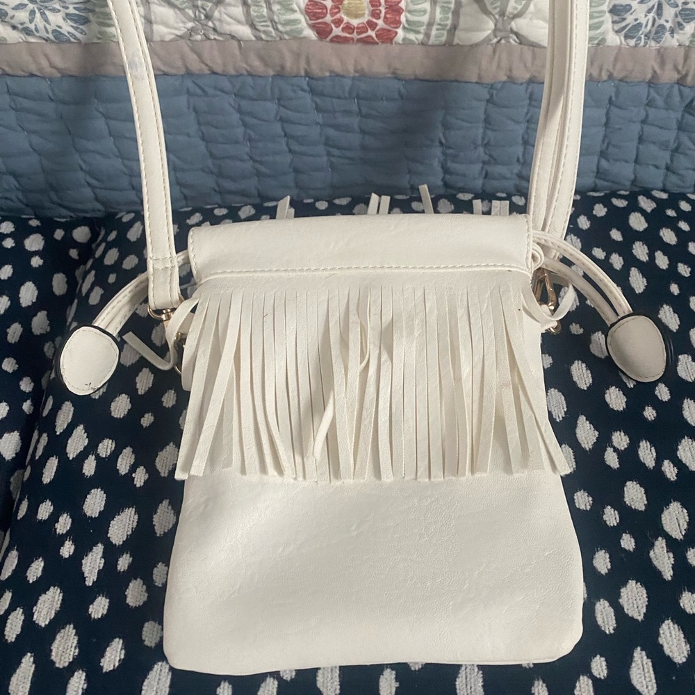 White Fringe Crossbody Bag